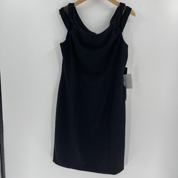 Vince Camuto Mesh Inset Sheath Dress (Size 18) Black - Picture 2 of 7